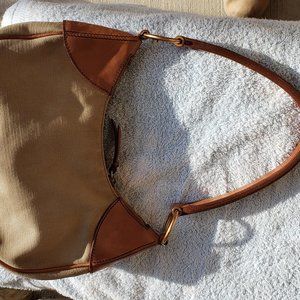 MIU MIU leather trimmed canvas hobo